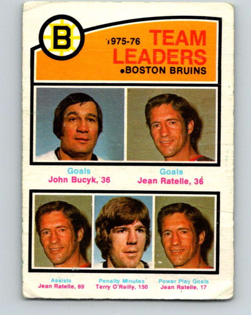 1976-77 O-Pee-Chee #381 Bucyk/Ratelle/Terry O'Reilly Bruins V2370