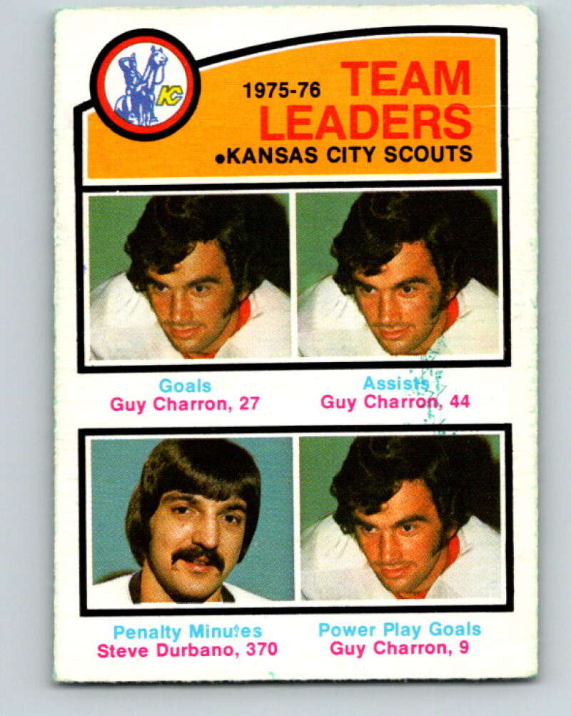 1976-77 O-Pee-Chee #384 Charron/Durbano TL Kansas City Scouts V2374