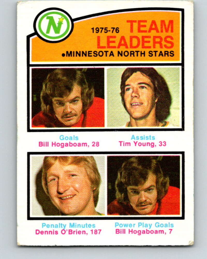 1976-77 O-Pee-Chee #387 Hogaboam/Young/O'Brien TL North Stars V2388