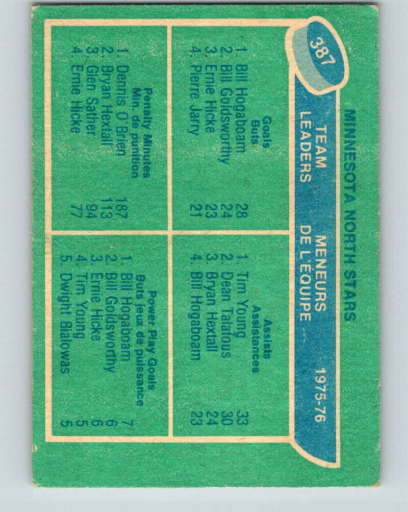 1976-77 O-Pee-Chee #387 Hogaboam/Young/O'Brien TL North Stars V2388