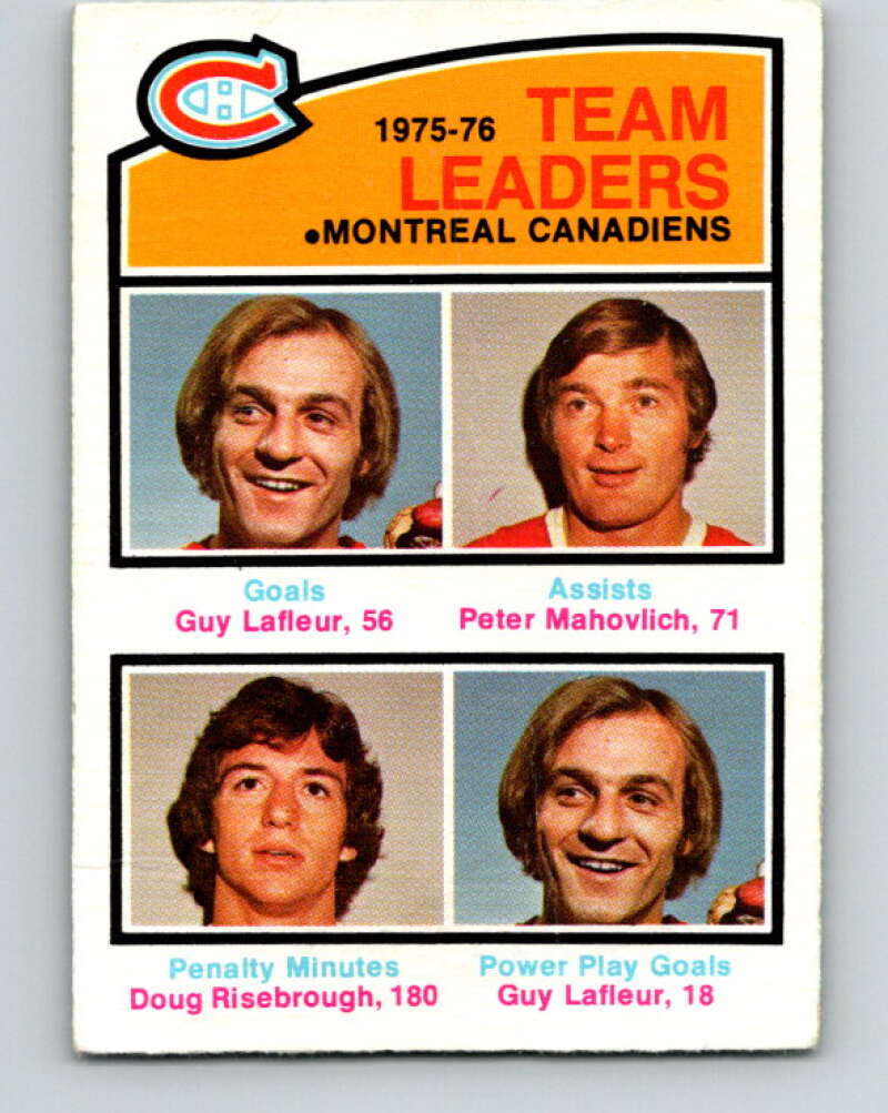 1976-77 O-Pee-Chee #388 Lafleur/Mahovlich/Risebrough TL V2390