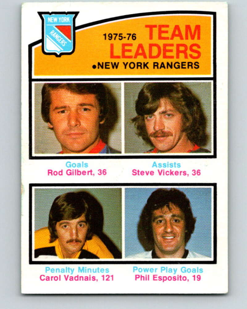 1976-77 O-Pee-Chee #390 Gilbert/Vickers/Vadnais/Esposito TL V2393