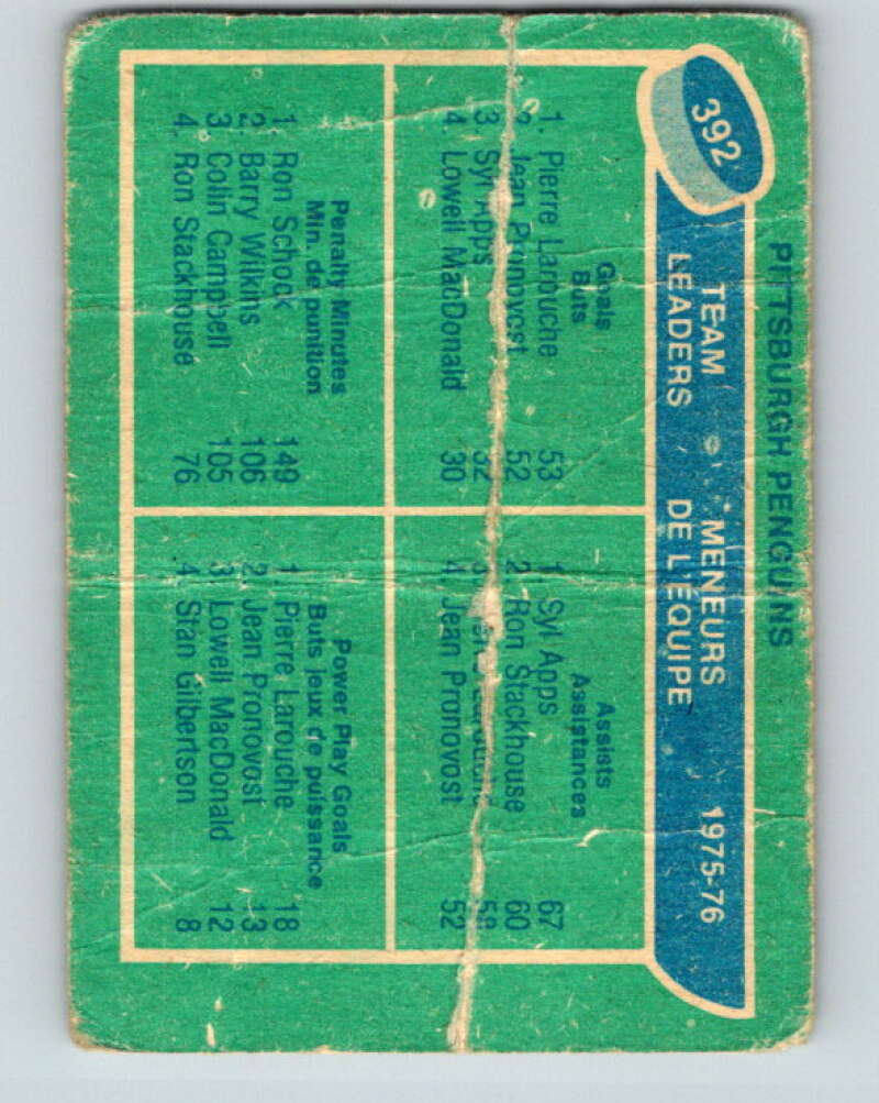 1976-77 O-Pee-Chee #392 Larouche/Apps/Schock TL C Penguins V2399