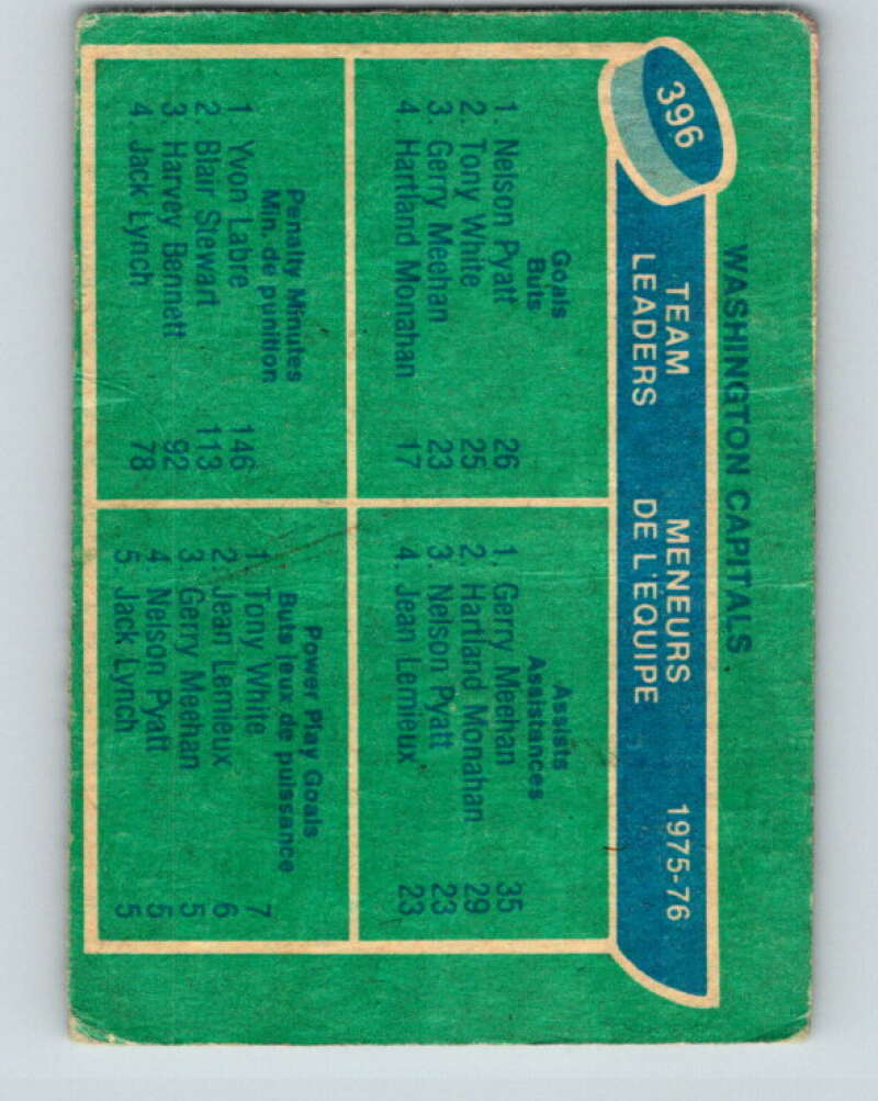 1976-77 O-Pee-Chee #396 Pyatt/Meehan/Labre/White TL Capitals V2409