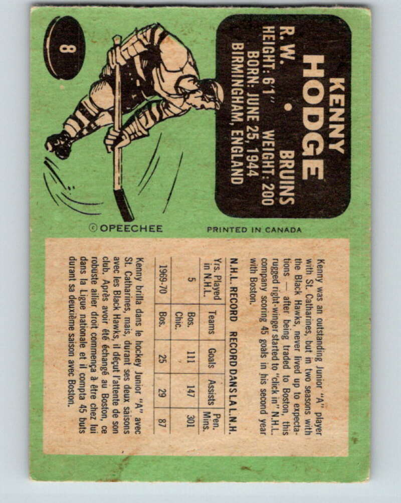 1970-71 O-Pee-Chee #8 Ken Hodge Boston Bruins V2429