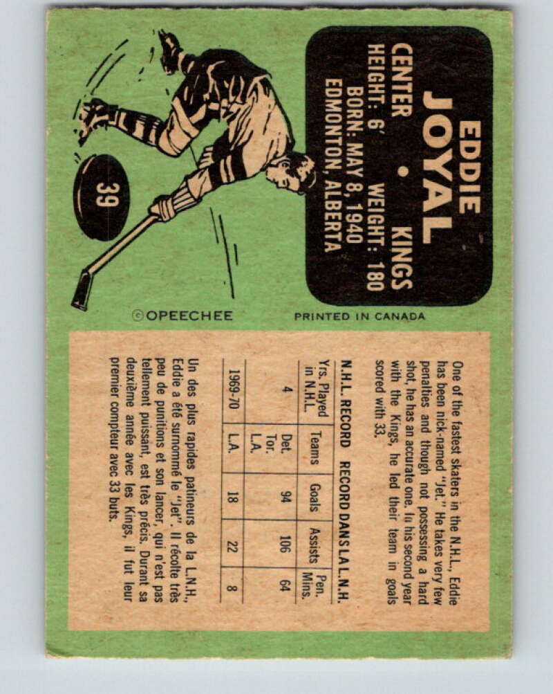 1970-71 O-Pee-Chee #39 Eddie Joyal Los Angeles Kings V2507