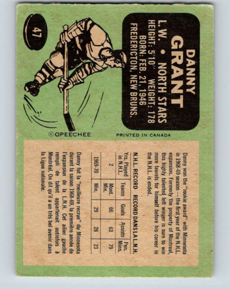 1970-71 O-Pee-Chee #47 Danny Grant Minnesota North Stars V2527