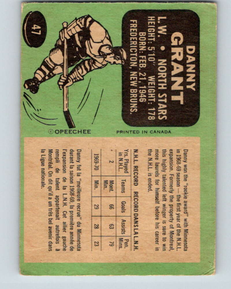 1970-71 O-Pee-Chee #47 Danny Grant Minnesota North Stars V2528
