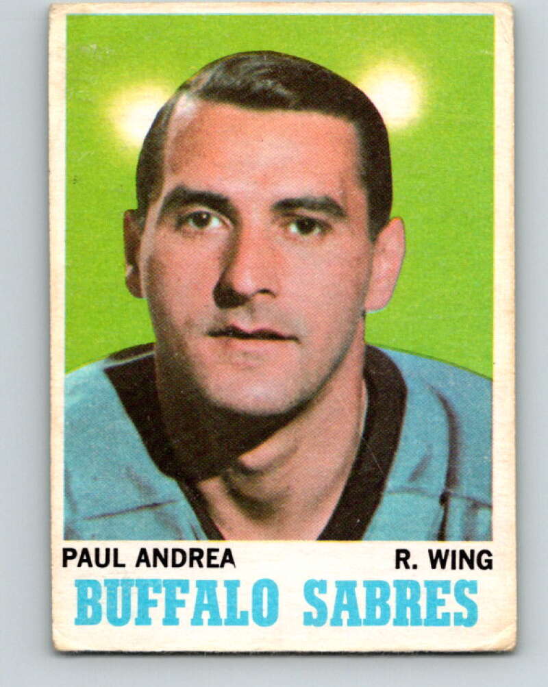 1970-71 O-Pee-Chee #77 Paul Andrea RC Rookie Buffalo Sabres V2591