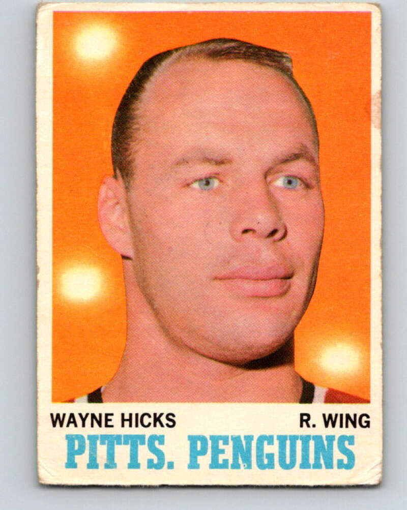 1970-71 O-Pee-Chee #95 Wayne Hicks RC Rookie Pittsburgh Penguins V2623