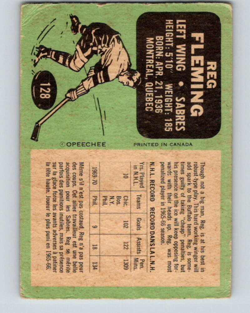 1970-71 O-Pee-Chee #128 Reg Fleming Buffalo Sabres V2696