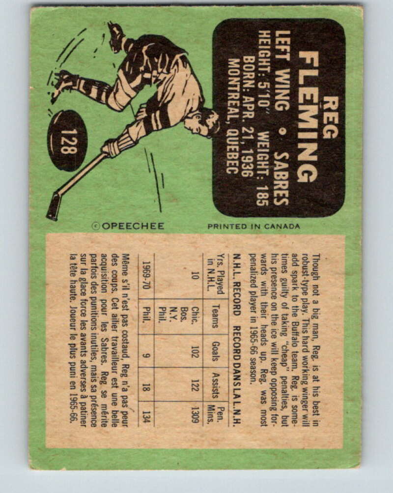 1970-71 O-Pee-Chee #128 Reg Fleming Buffalo Sabres V2697