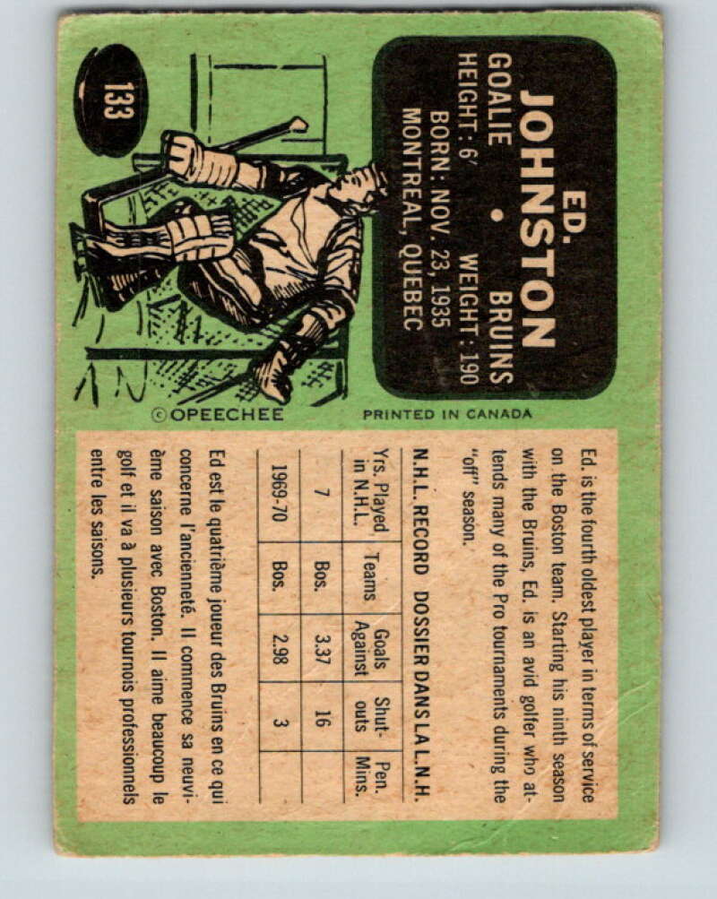 1970-71 O-Pee-Chee #133 Ed Johnston Boston Bruins V2708