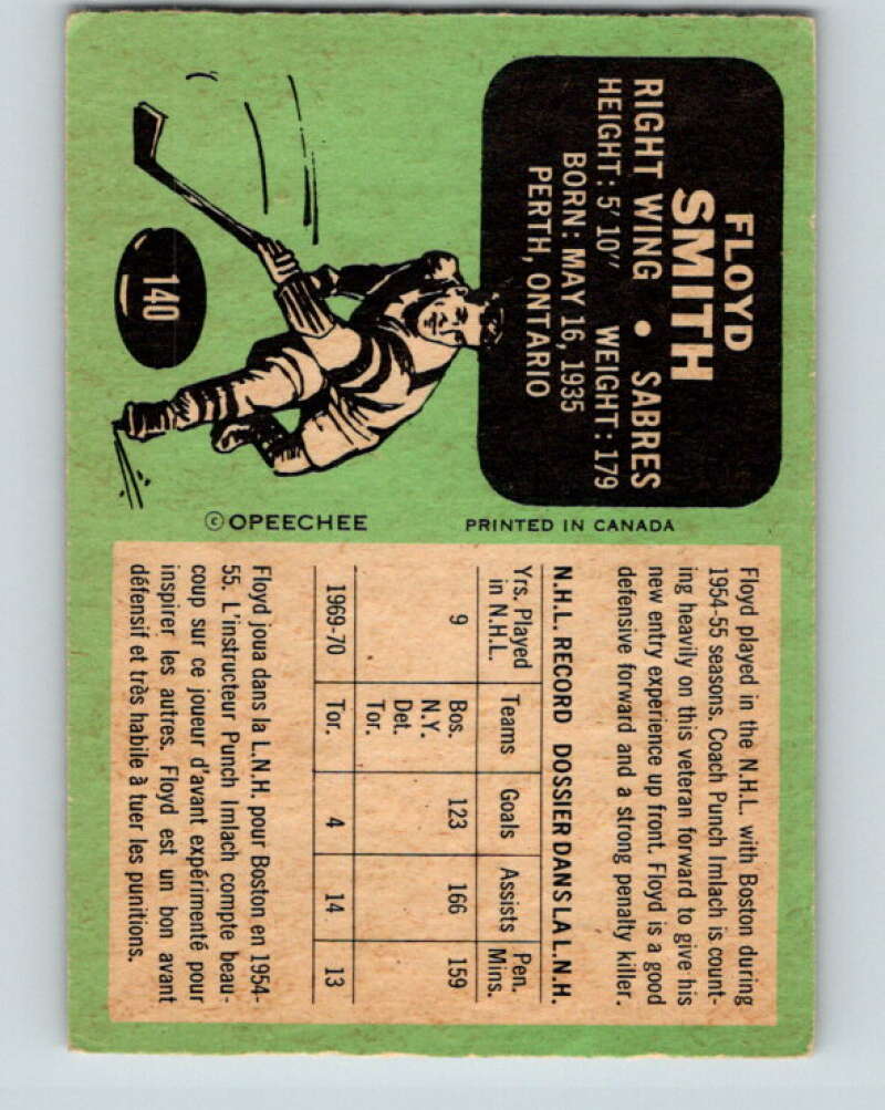 1970-71 O-Pee-Chee #140 Floyd Smith Buffalo Sabres V2735