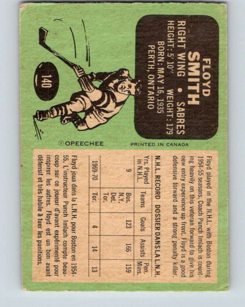 1970-71 O-Pee-Chee #140 Floyd Smith Buffalo Sabres V2736