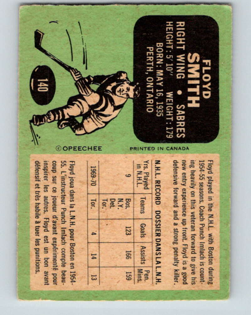 1970-71 O-Pee-Chee #140 Floyd Smith Buffalo Sabres V2738