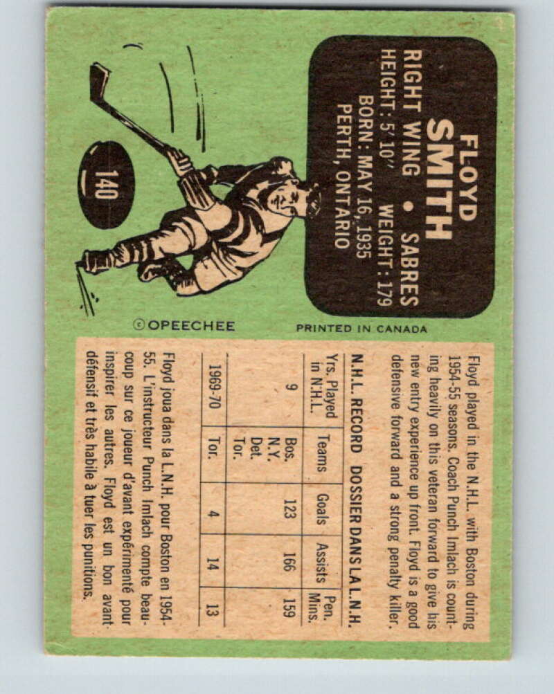 1970-71 O-Pee-Chee #140 Floyd Smith Buffalo Sabres V2739
