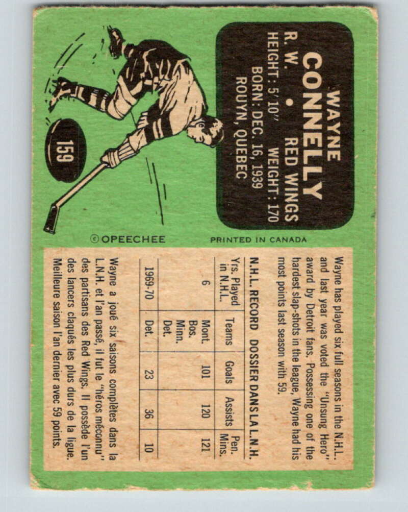 1970-71 O-Pee-Chee #159 Wayne Connelly Detroit Red Wings V2792