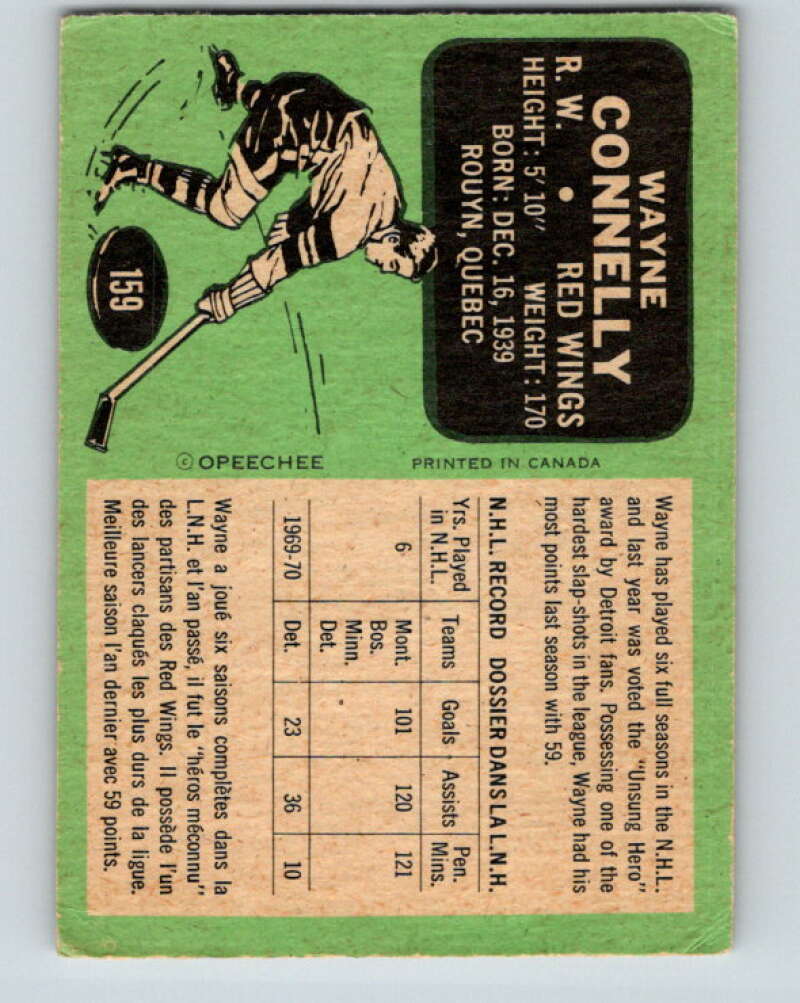 1970-71 O-Pee-Chee #159 Wayne Connelly Detroit Red Wings V2794