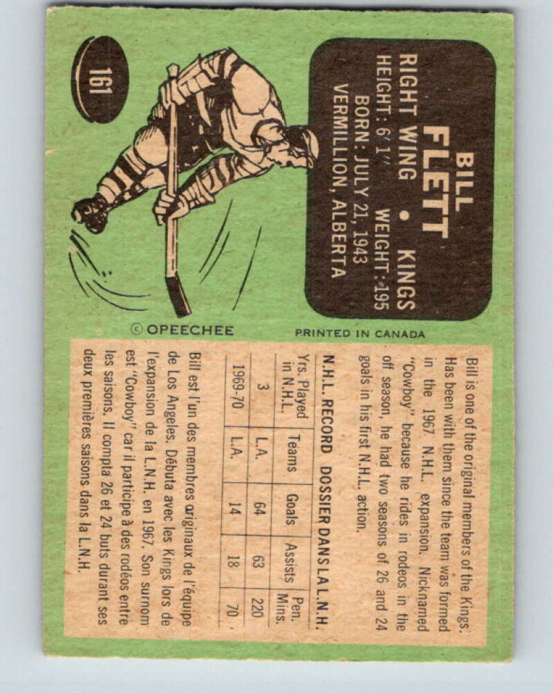 1970-71 O-Pee-Chee #161 Bill Flett Los Angeles Kings V2798