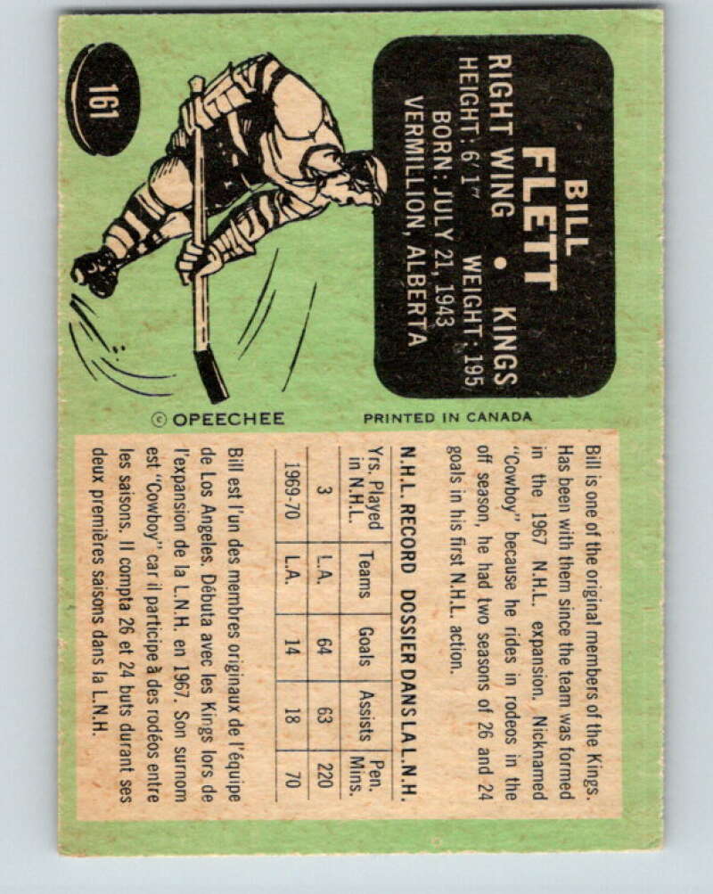 1970-71 O-Pee-Chee #161 Bill Flett Los Angeles Kings V2800