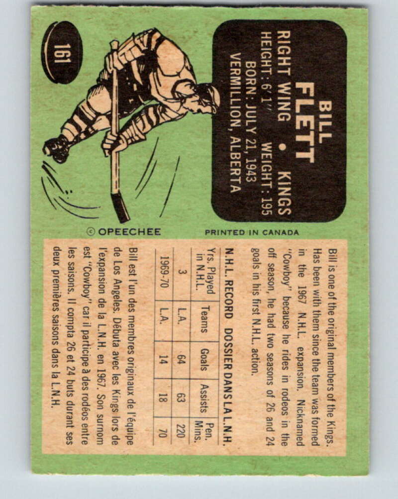 1970-71 O-Pee-Chee #161 Bill Flett Los Angeles Kings V2801