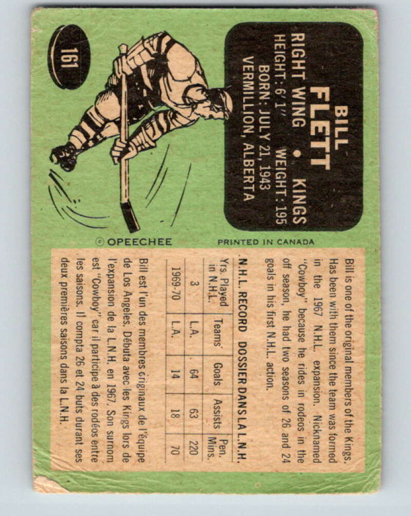 1970-71 O-Pee-Chee #161 Bill Flett Los Angeles Kings V2802