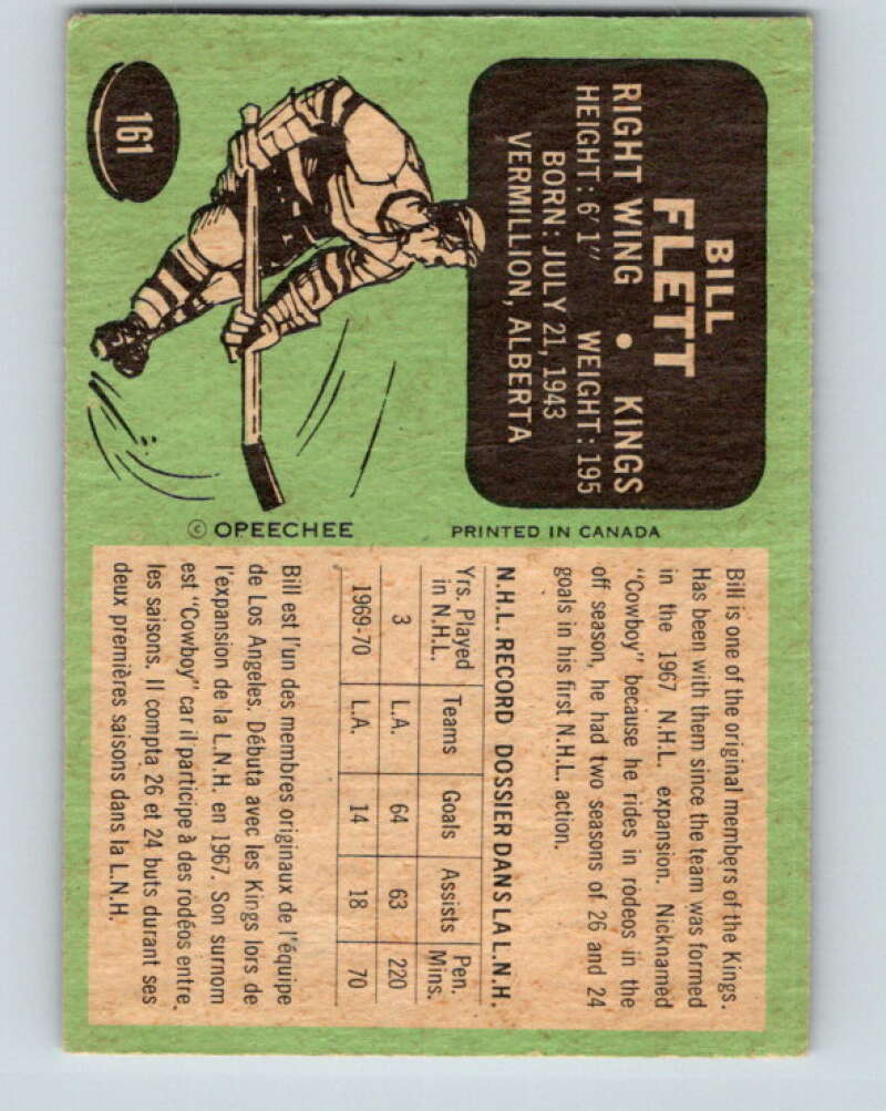 1970-71 O-Pee-Chee #161 Bill Flett Los Angeles Kings V2803