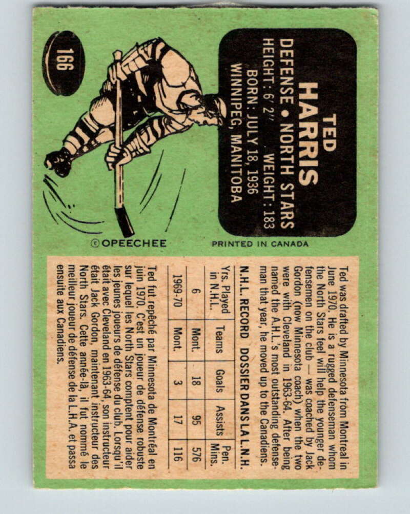 1970-71 O-Pee-Chee #166 Ted Harris Minnesota North Stars V2820