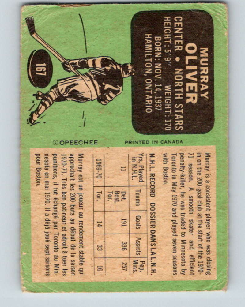 1970-71 O-Pee-Chee #167 Murray Oliver Minnesota North Stars V2825