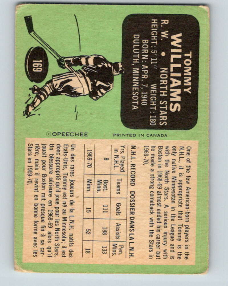 1970-71 O-Pee-Chee #169 Tom Williams Minnesota North Stars V2830