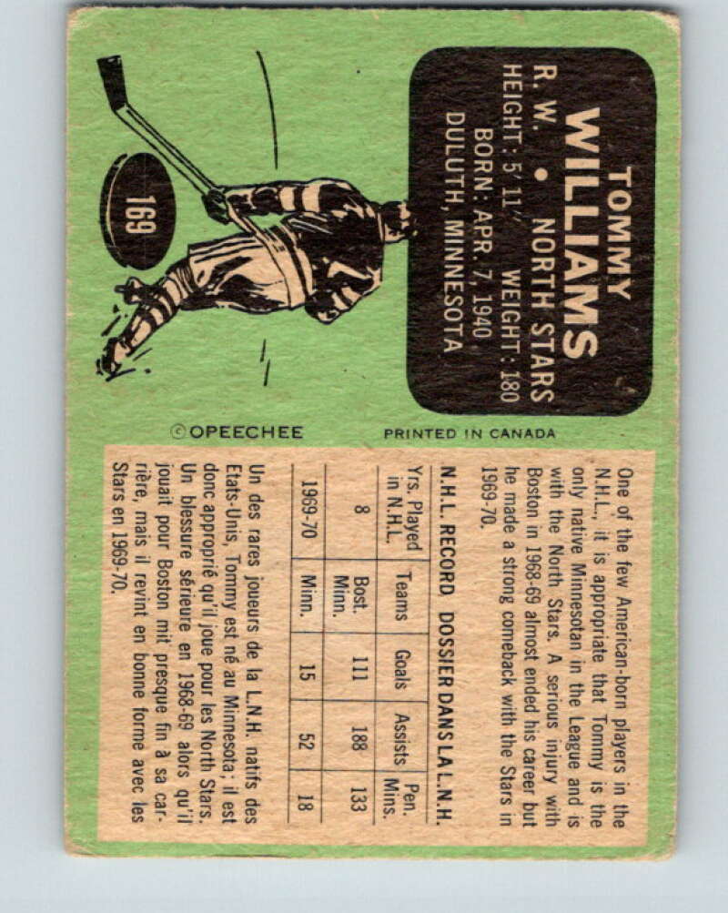 1970-71 O-Pee-Chee #169 Tom Williams Minnesota North Stars V2831