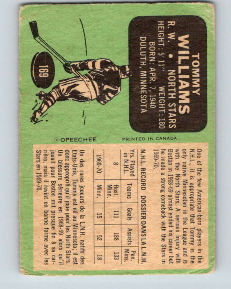 1970-71 O-Pee-Chee #169 Tom Williams Minnesota North Stars V2832