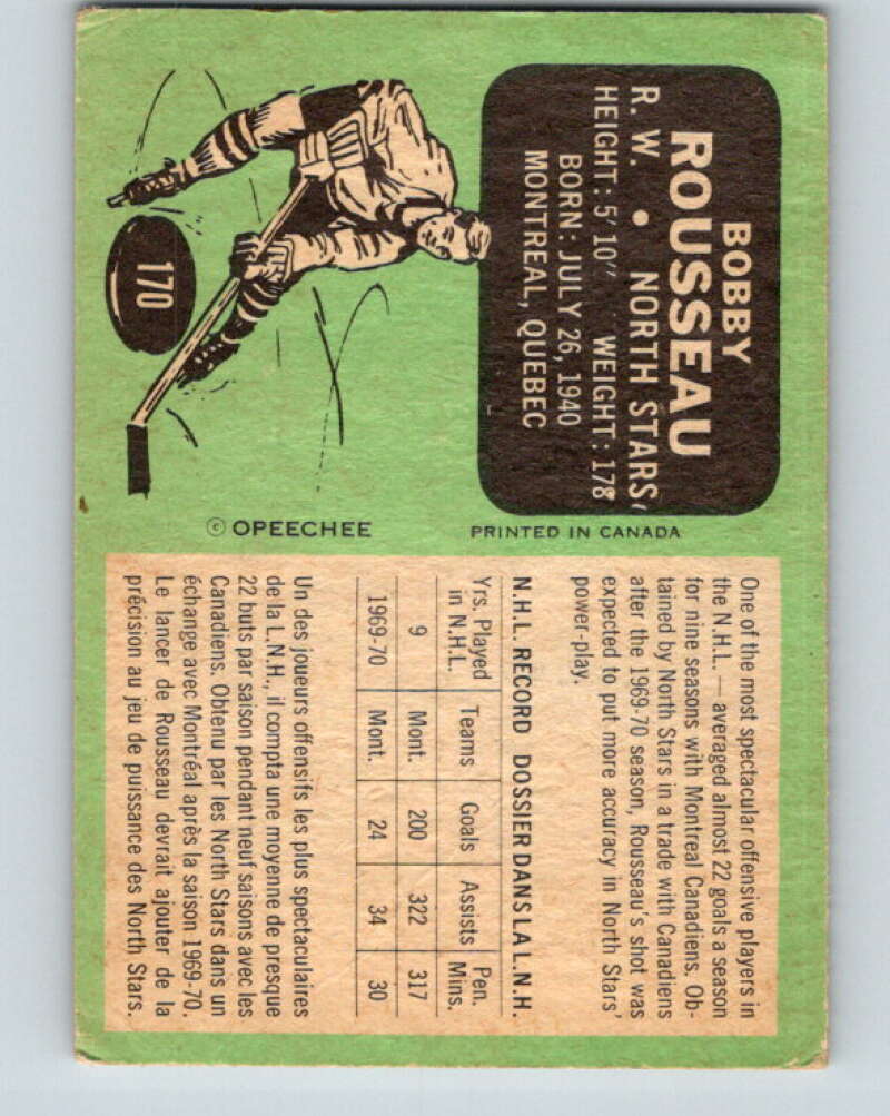 1970-71 O-Pee-Chee #170 Bobby Rousseau Minnesota North Stars V2833