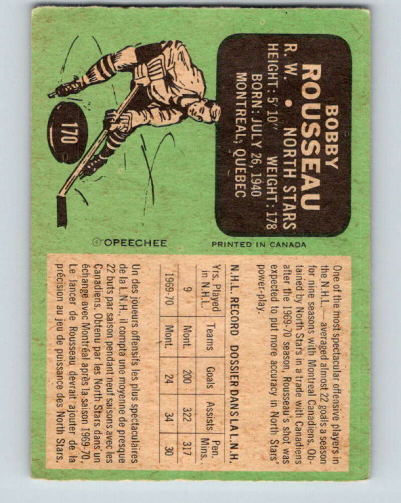 1970-71 O-Pee-Chee #170 Bobby Rousseau Minnesota North Stars V2834