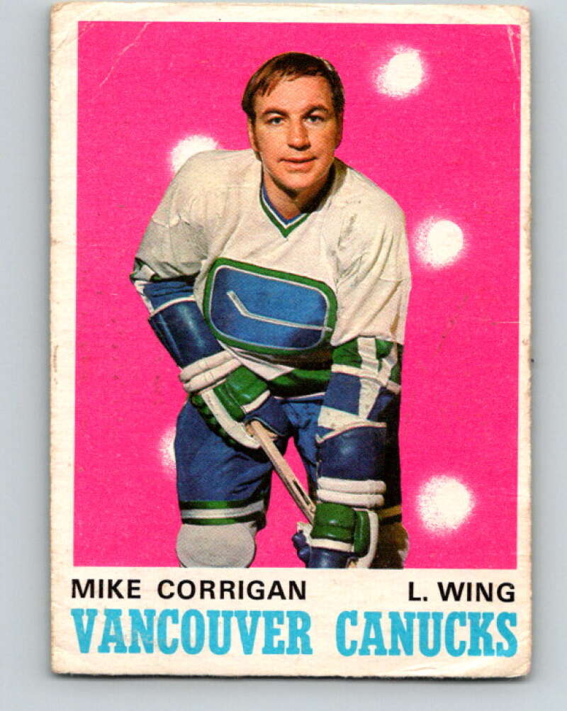 1970-71 O-Pee-Chee #227 Mike Corrigan RC Rookie Vancouver Canucks V3034
