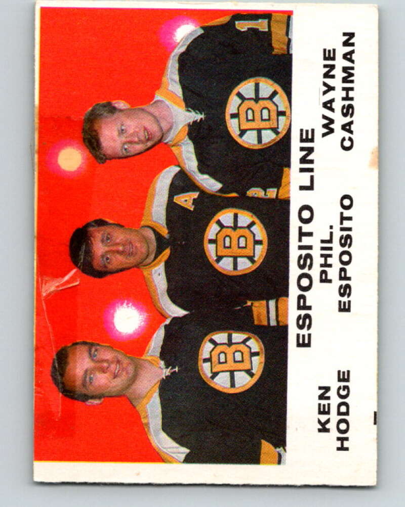 1970-71 O-Pee-Chee #233 Esposito Line Hodge Cashman Boston Bruins V3052