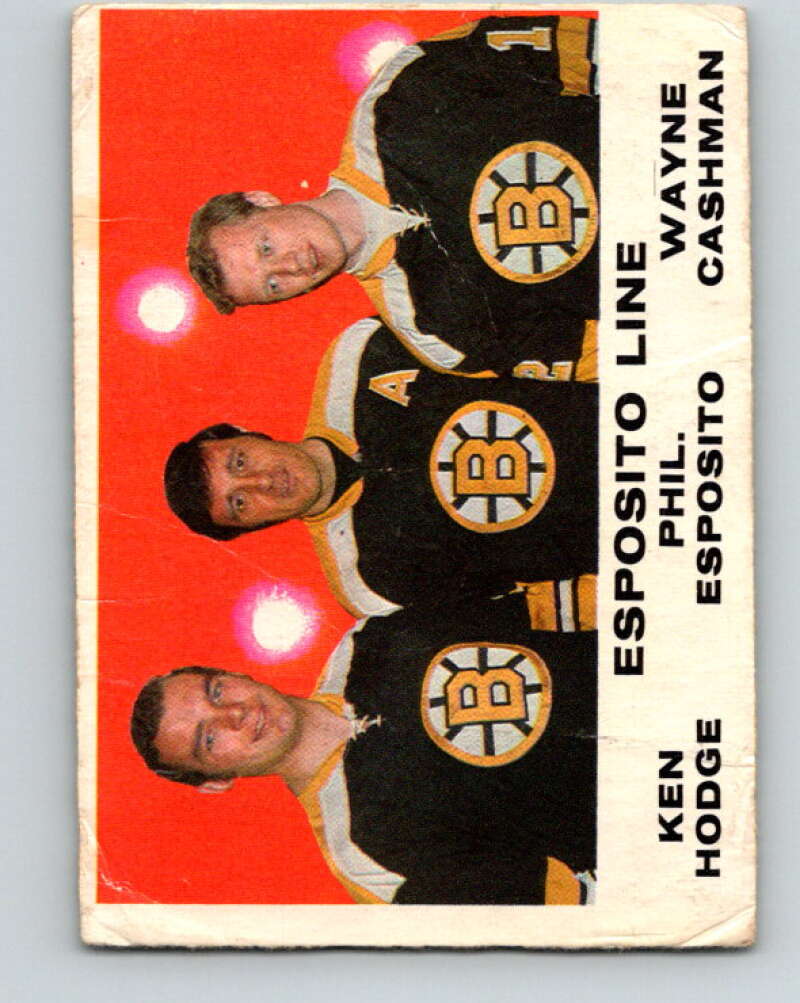 1970-71 O-Pee-Chee #233 Esposito Line Hodge Cashman Boston Bruins V3053