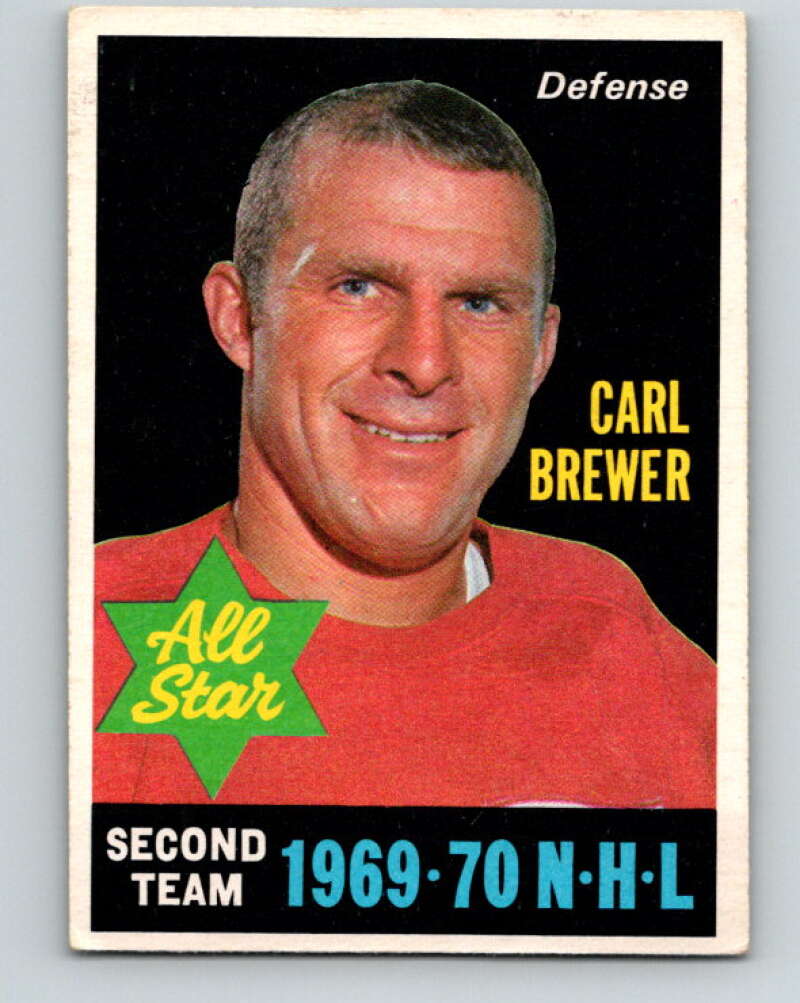 1970-71 O-Pee-Chee #243 Carl Brewer AS Detroit Red Wings V3078