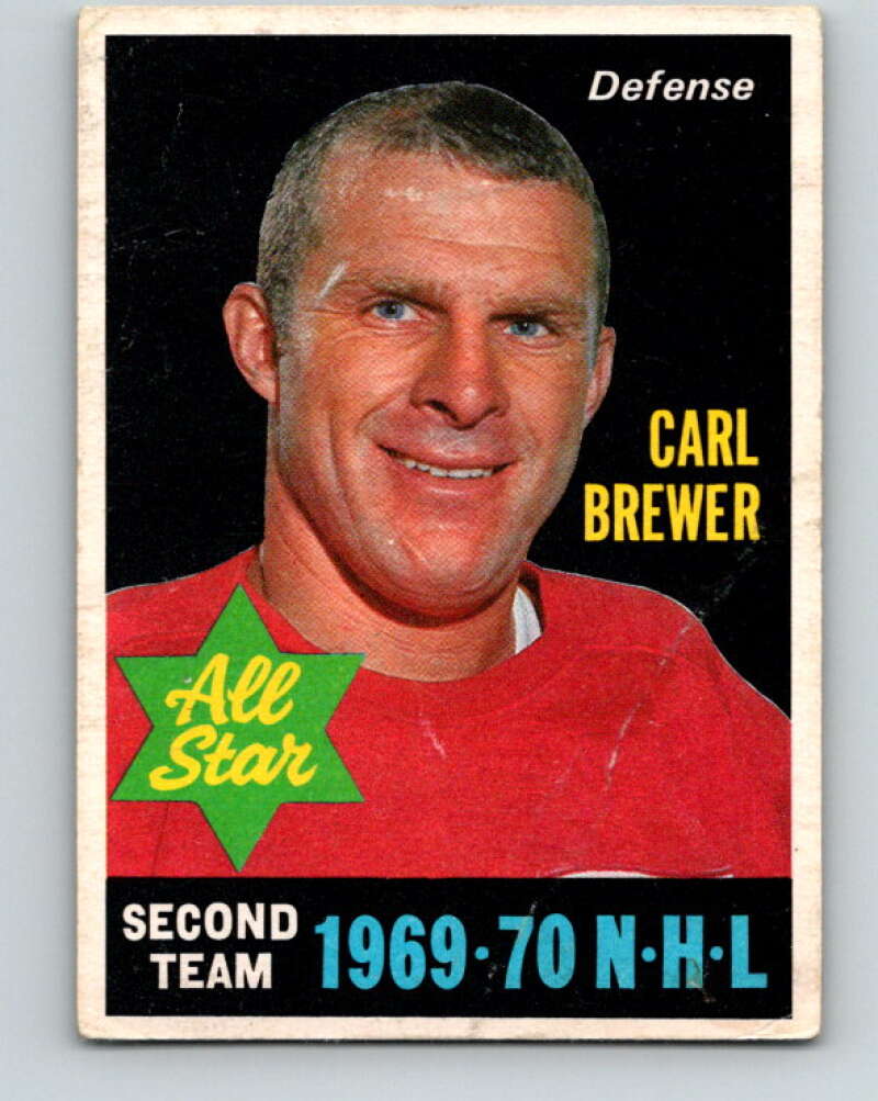 1970-71 O-Pee-Chee #243 Carl Brewer AS Detroit Red Wings V3080
