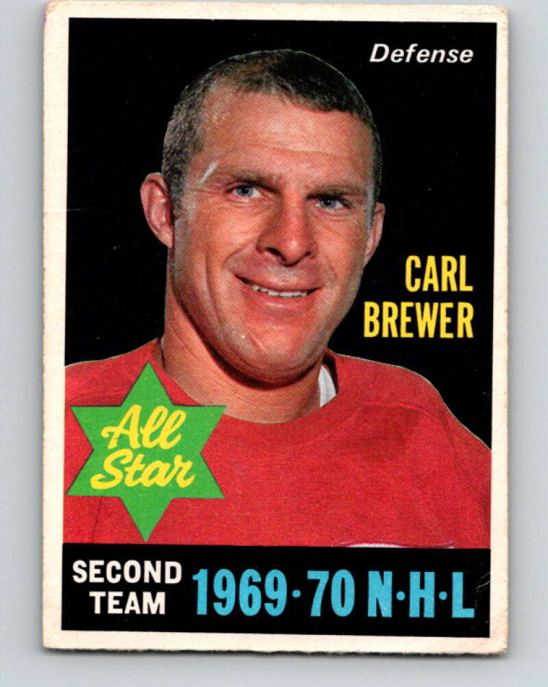 1970-71 O-Pee-Chee #243 Carl Brewer AS Detroit Red Wings V3081