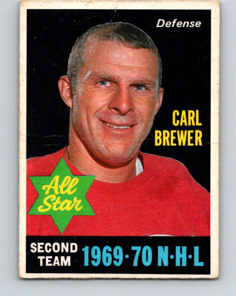 1970-71 O-Pee-Chee #243 Carl Brewer AS Detroit Red Wings V3082