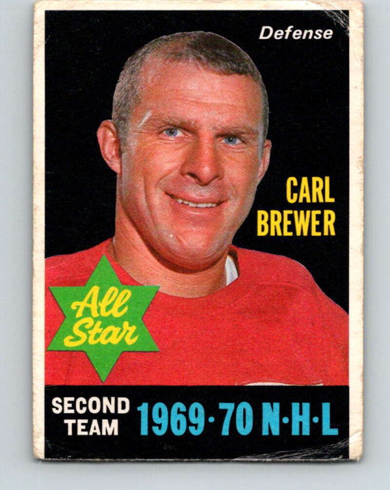 1970-71 O-Pee-Chee #243 Carl Brewer AS Detroit Red Wings V3083