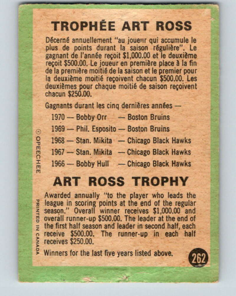 1970-71 O-Pee-Chee #262 Art Ross Trohpy V3128
