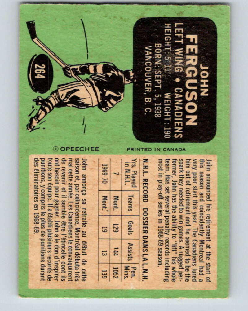1970-71 O-Pee-Chee #264 John Ferguson Montreal Canadiens V3133