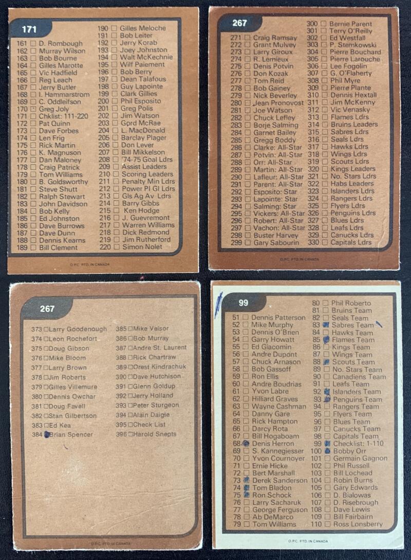 1975-76 O-Pee-Chee NHL Hockey Complete Set 1-396 Ex-Mt *0166