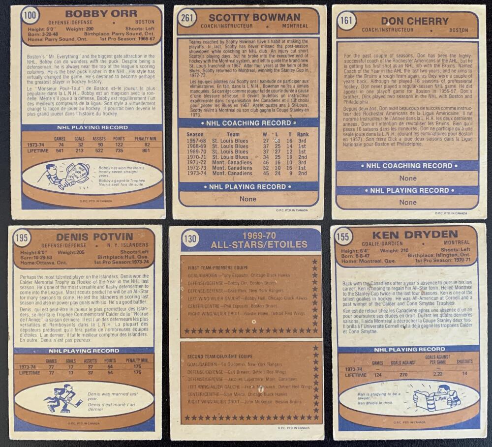 1974-75 O-Pee-Chee NHL Hockey Complete Set 1-396 Cherry, Bowman *0168