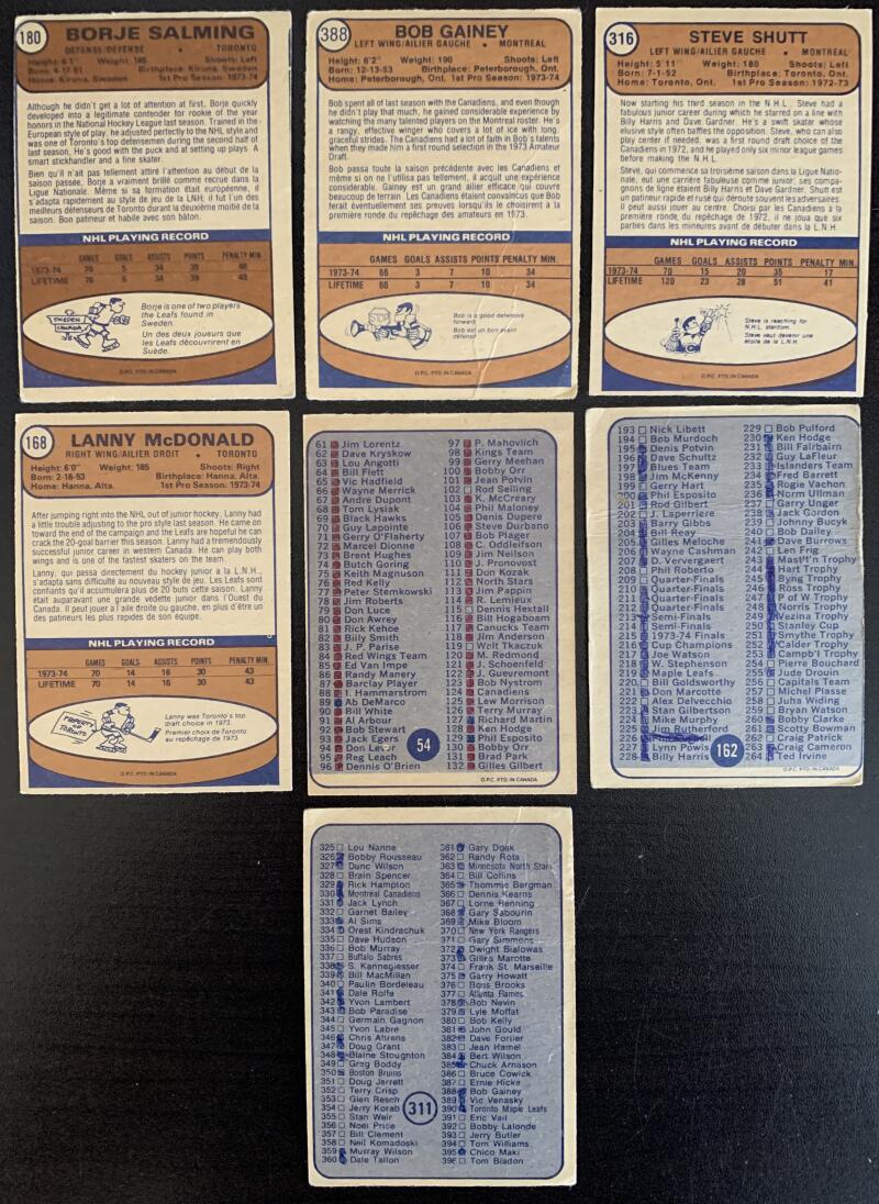1974-75 O-Pee-Chee NHL Hockey Complete Set 1-396 Cherry, Bowman *0168