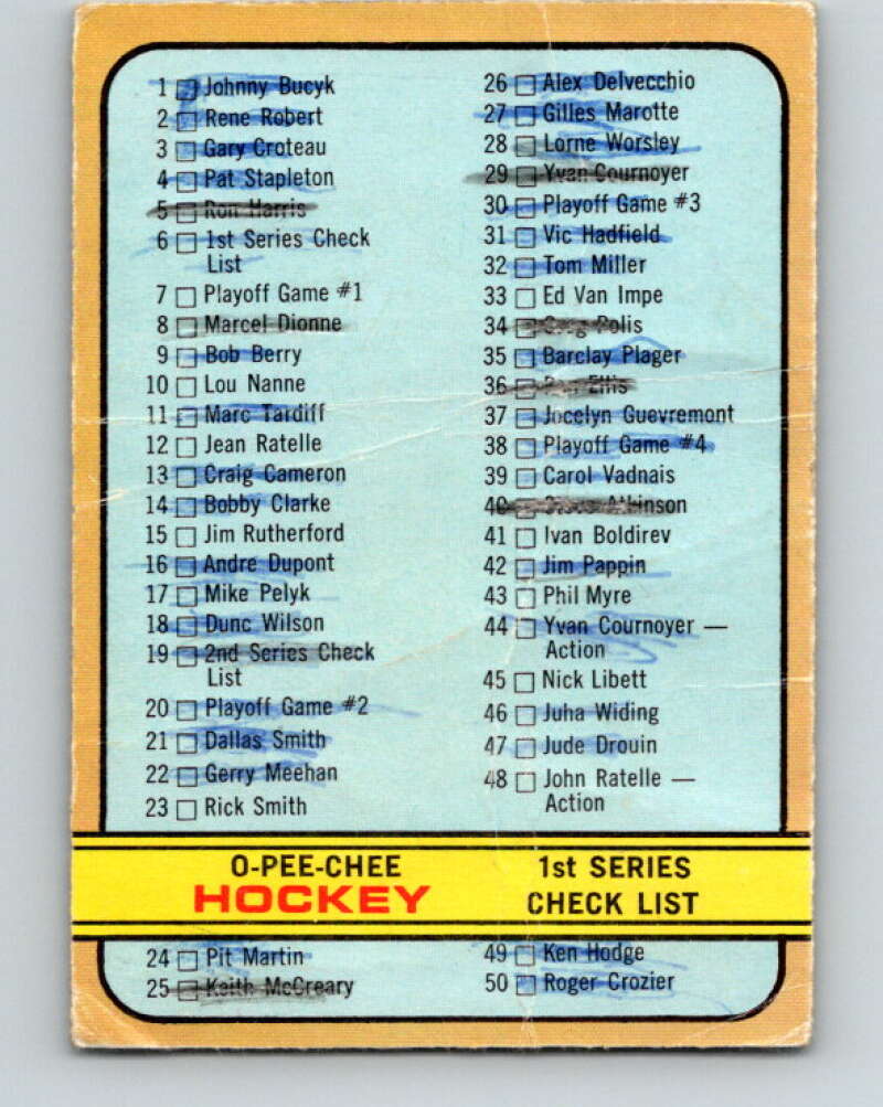 1972-73 O-Pee-Chee #6 Checklist V3178