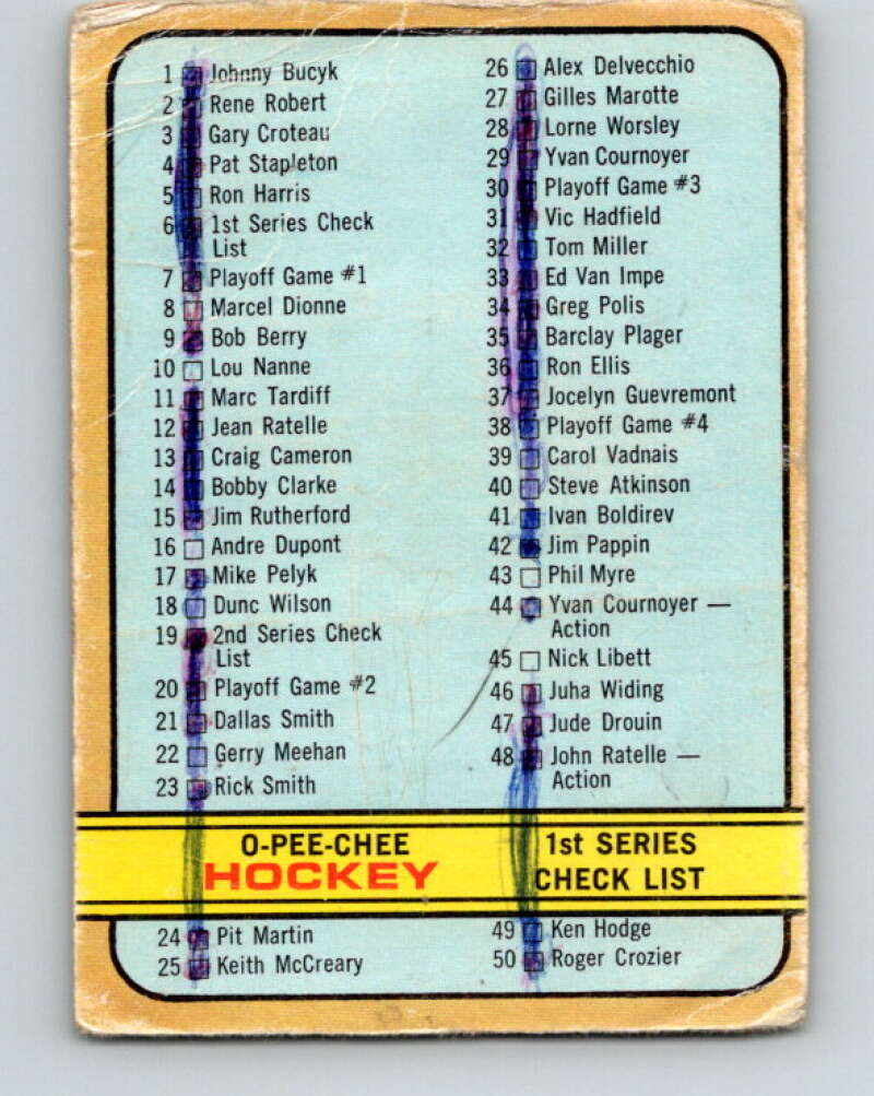 1972-73 O-Pee-Chee #6 Checklist V3179
